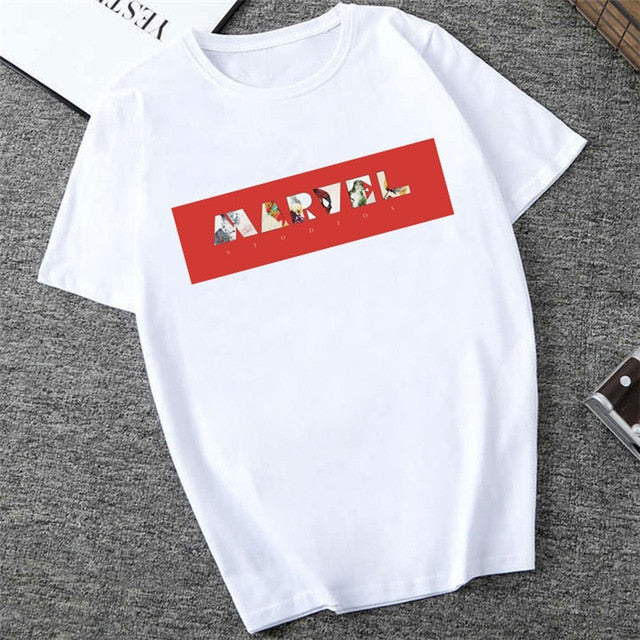 Showtly   MARVEL Studios White T shirt  Captain America Iron  Spider Short Sleeve Vogue  The Avengers Summer Tee Tops