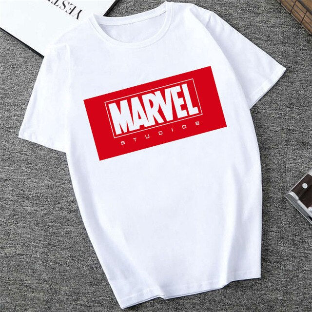 Showtly   MARVEL Studios White T shirt  Captain America Iron  Spider Short Sleeve Vogue  The Avengers Summer Tee Tops