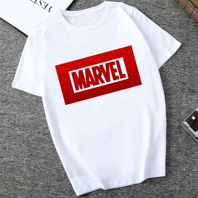 Showtly   MARVEL Studios White T shirt  Captain America Iron  Spider Short Sleeve Vogue  The Avengers Summer Tee Tops