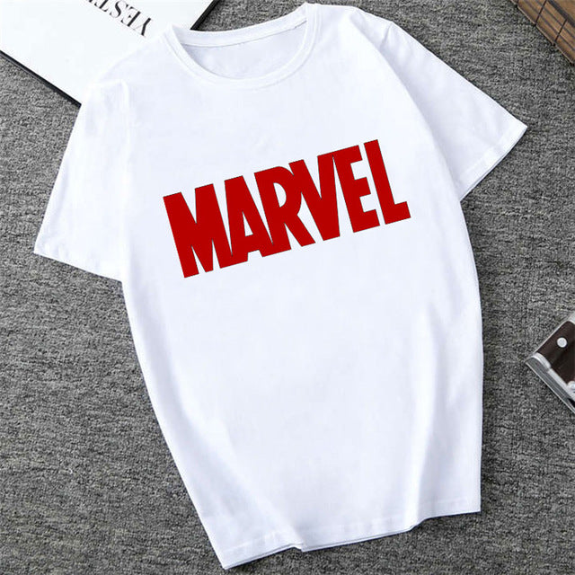 Showtly   MARVEL Studios White T shirt  Captain America Iron  Spider Short Sleeve Vogue  The Avengers Summer Tee Tops