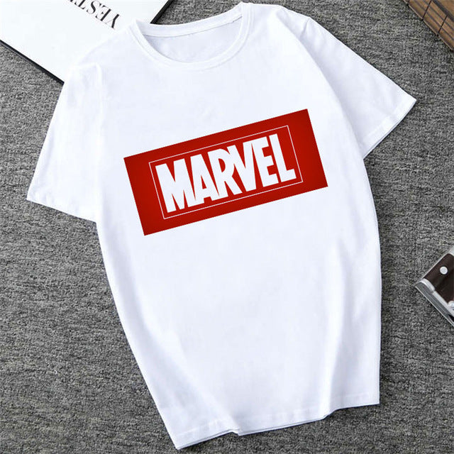 Showtly   MARVEL Studios White T shirt  Captain America Iron  Spider Short Sleeve Vogue  The Avengers Summer Tee Tops