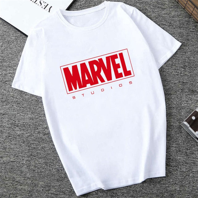 Showtly   MARVEL Studios White T shirt  Captain America Iron  Spider Short Sleeve Vogue  The Avengers Summer Tee Tops