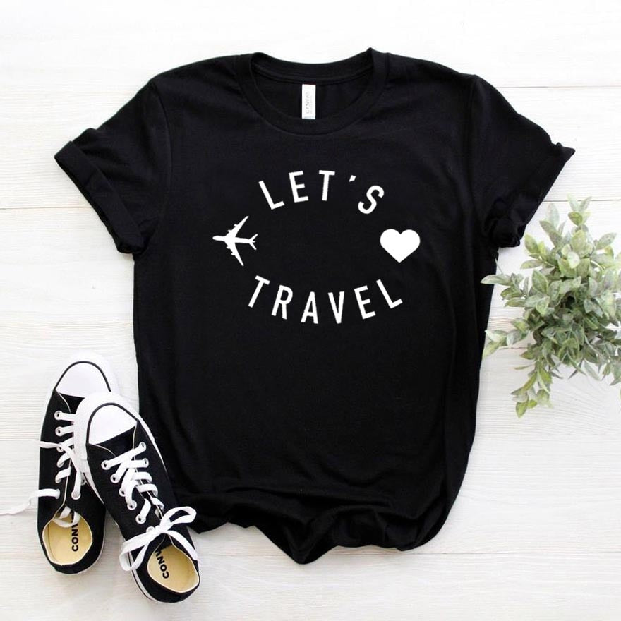 Women's "Let's Travel" Cotton T Shirt