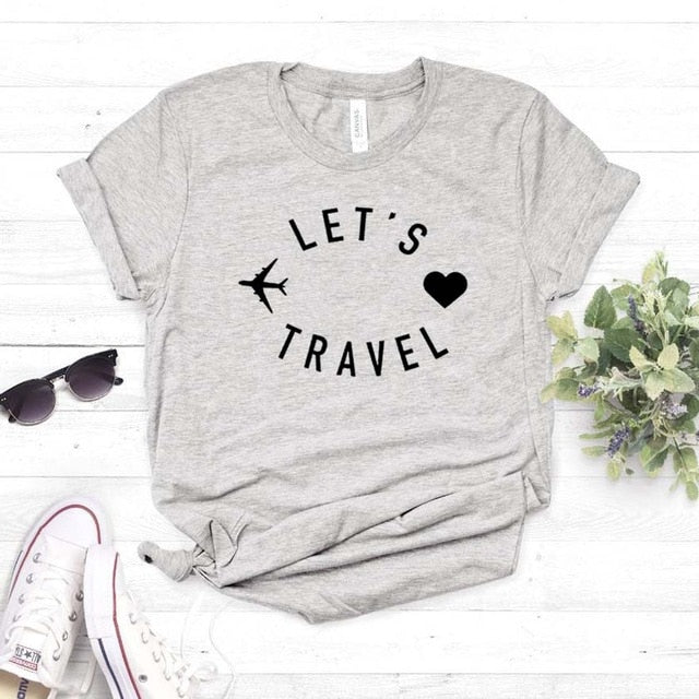 Women's "Let's Travel" Cotton T Shirt
