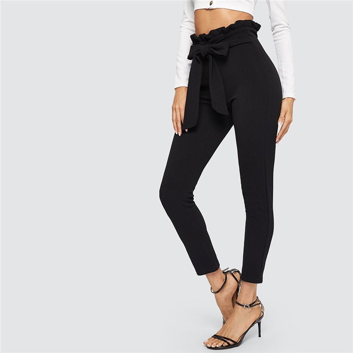 Elegant Solid High Waist Pants
