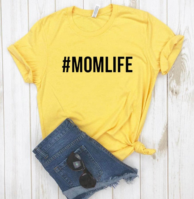 #MOMLIFE Letters print Women Cotton tshirt
