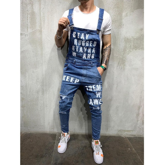 Hi Street Distressed Denim Destressed Overalls