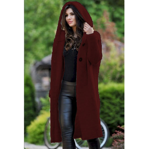 Cardigan Solid Long Hooded Jacket