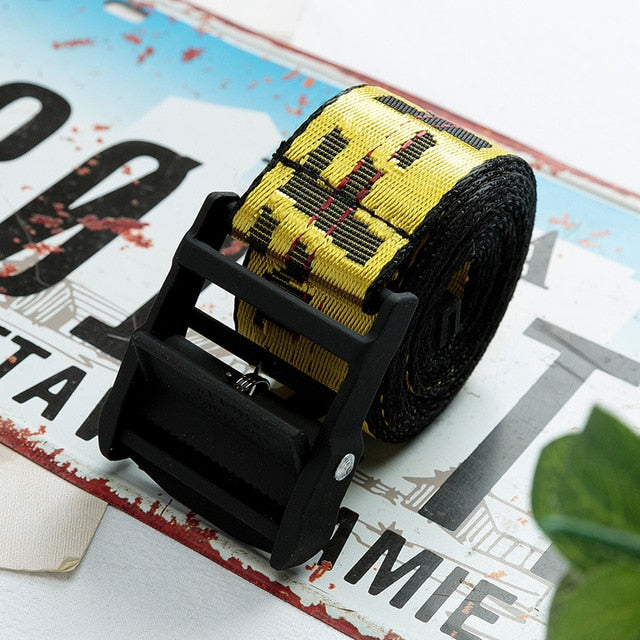 Off white ow17fw industrial ribbon metal silver head couple belt 1.3m 1.5m 2m belt for men and women