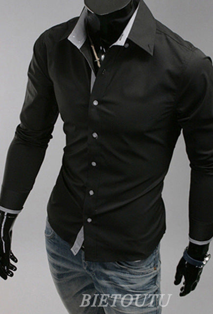 New Fashion Men's Luxury Stylish Casual Dress Shirts Long Sleeve Slim Fit Shirt Men Slim Casual Shirt