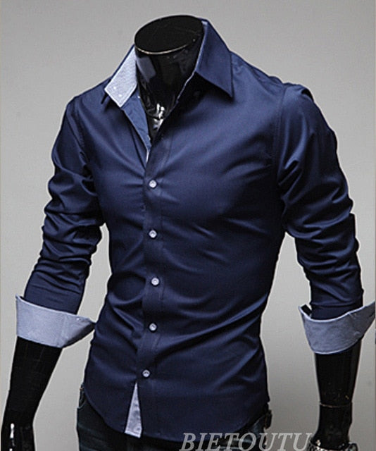 New Fashion Men's Luxury Stylish Casual Dress Shirts Long Sleeve Slim Fit Shirt Men Slim Casual Shirt