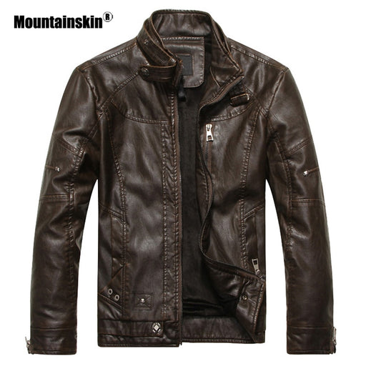 Mountainskin New Men's Leather Jackets Motorcycle PU Jacket Male Autumn Casual Leather Coats Slim Fit Mens Brand Clothing SA562