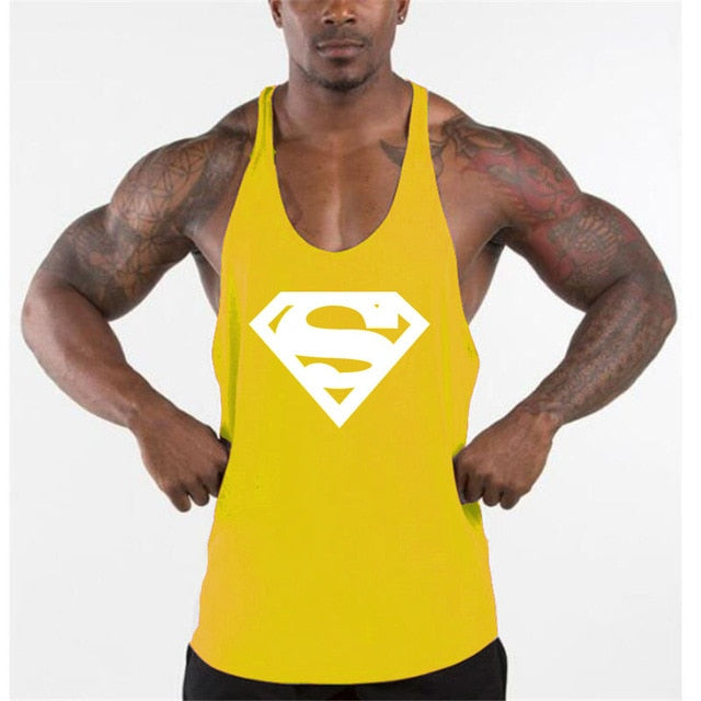 New Arrivals Bodybuilding stringer tank top Superman Gyms sleeveless shirt men Fitness Vest Singlet sportswear workout tanktop