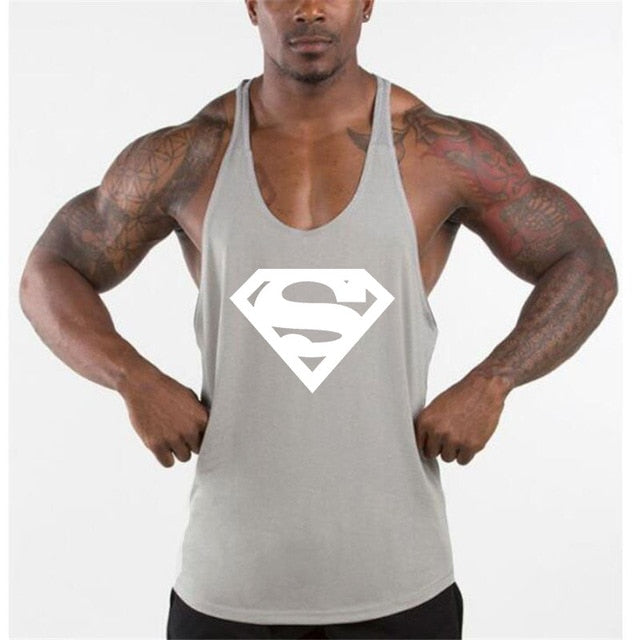 New Arrivals Bodybuilding stringer tank top Superman Gyms sleeveless shirt men Fitness Vest Singlet sportswear workout tanktop