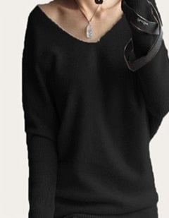 Women's Cashmere V Neck Wool Sweater