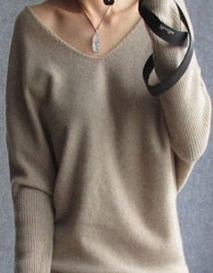 Women's Cashmere V Neck Wool Sweater