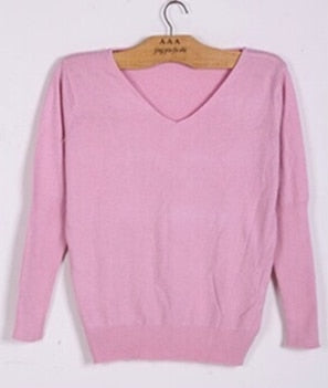 Women's Cashmere V Neck Wool Sweater