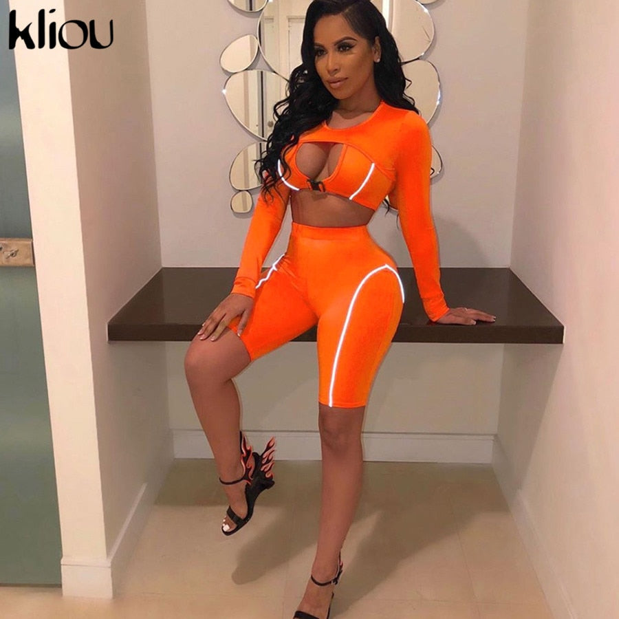 Crop Top w/shorts Tracksuit Set