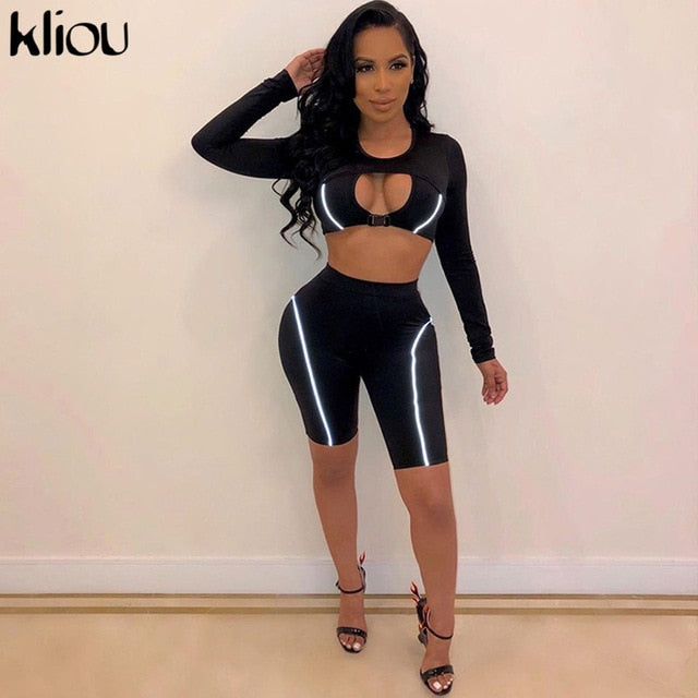 Crop Top w/shorts Tracksuit Set