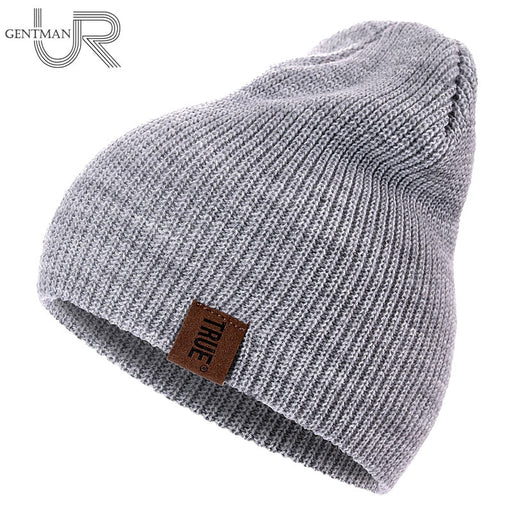 1 Pcs Hat PU Letter True Casual Beanies for Men Women Warm Knitted Winter Hat Fashion Solid Hip-hop Beanie Hat Unisex Cap