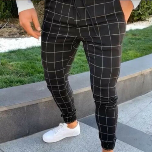 Men's Plaid Straight Leg Casual Pants