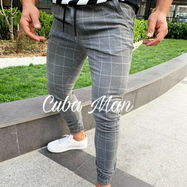 Men's Plaid Straight Leg Casual Pants