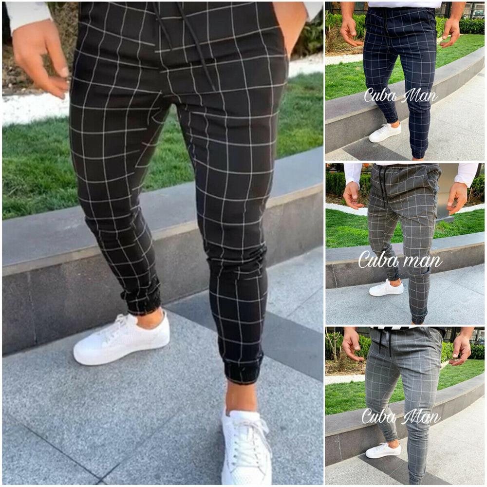 Men's Plaid Straight Leg Casual Pants