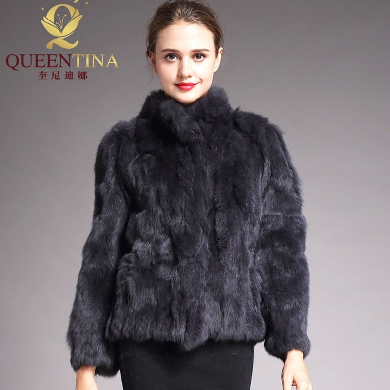 High Quality Rabbit Fashion Fur Coat