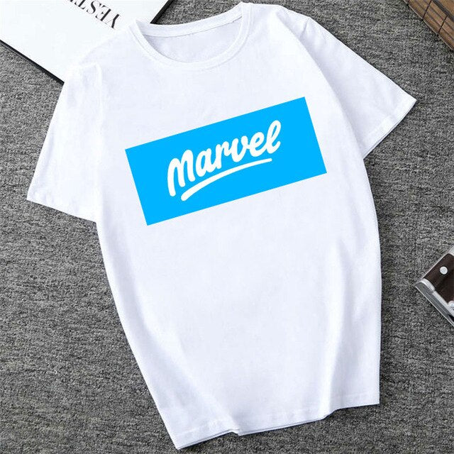 Showtly   MARVEL Studios White T shirt  Captain America Iron  Spider Short Sleeve Vogue  The Avengers Summer Tee Tops