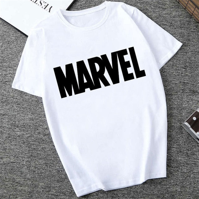 Showtly   MARVEL Studios White T shirt  Captain America Iron  Spider Short Sleeve Vogue  The Avengers Summer Tee Tops