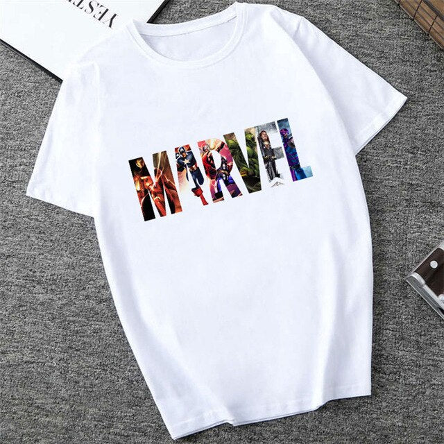 Showtly   MARVEL Studios White T shirt  Captain America Iron  Spider Short Sleeve Vogue  The Avengers Summer Tee Tops