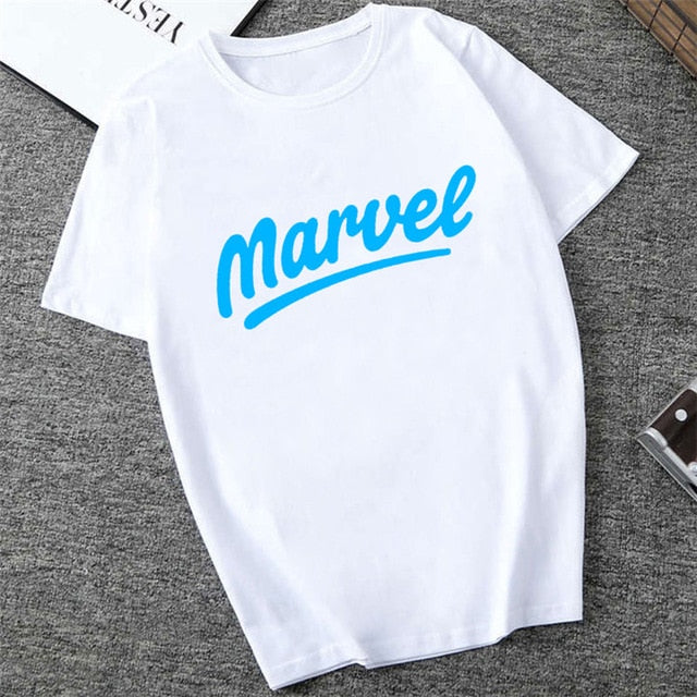 Showtly   MARVEL Studios White T shirt  Captain America Iron  Spider Short Sleeve Vogue  The Avengers Summer Tee Tops