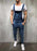 Men's Distressed Ripped Jean Suspender Pants
