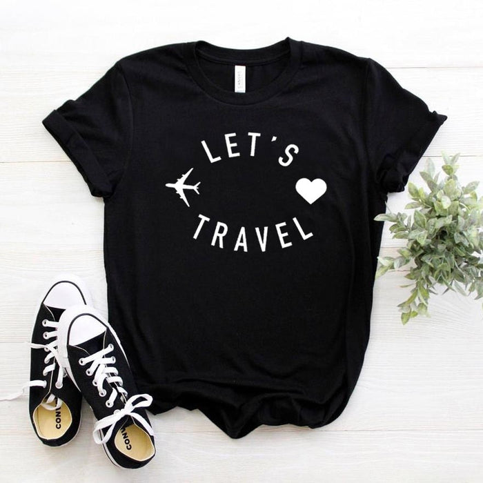 Women's "Let's Travel" Cotton T Shirt