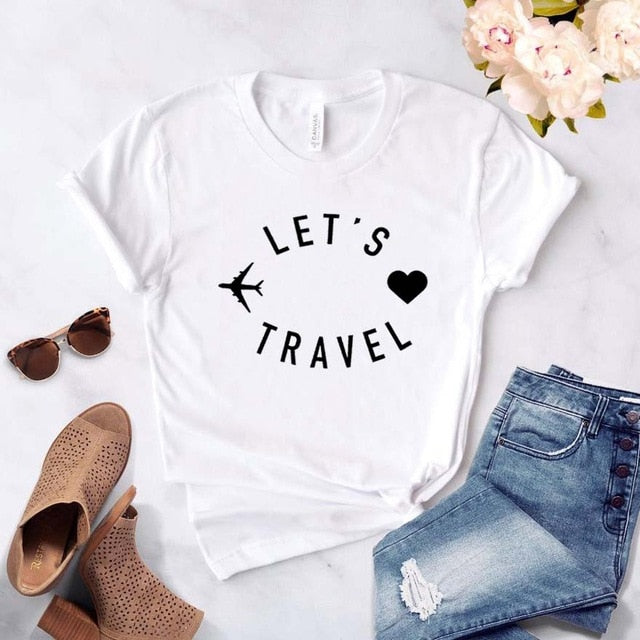 Women's "Let's Travel" Cotton T Shirt