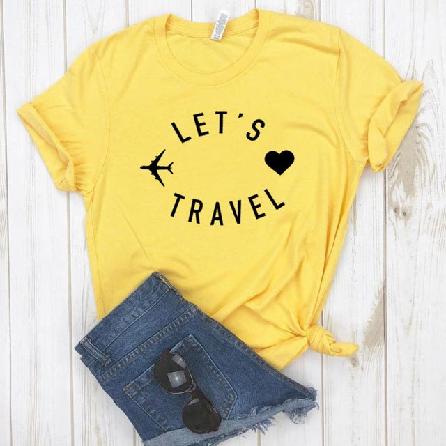 Women's "Let's Travel" Cotton T Shirt