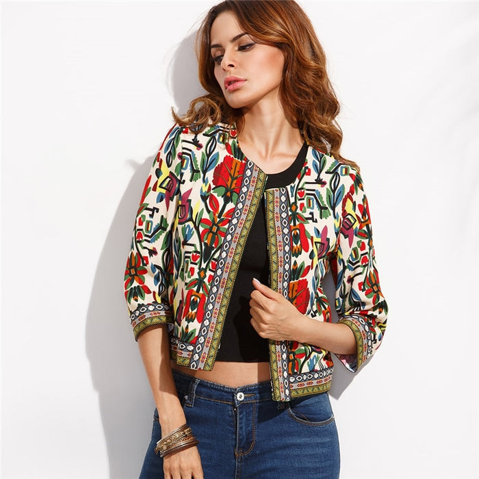 Winter Tribal Print Office Ladies Jacket