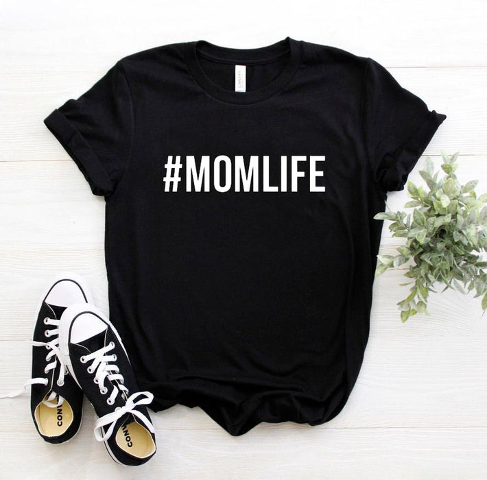 #MOMLIFE Letters print Women Cotton tshirt