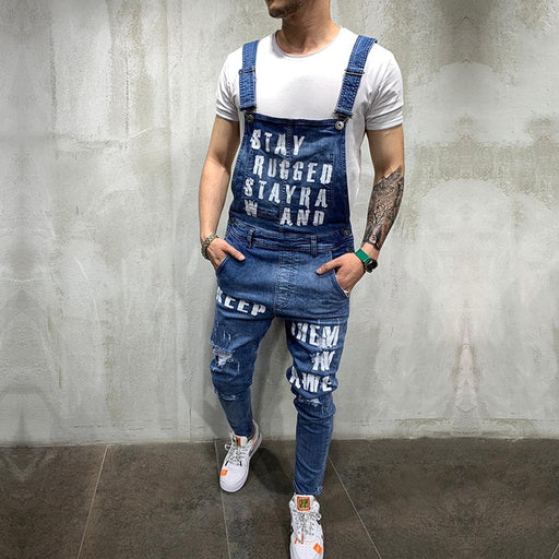 Hi Street Distressed Denim Destressed Overalls