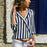 Women Striped Long Sleeve Blouse V-neck