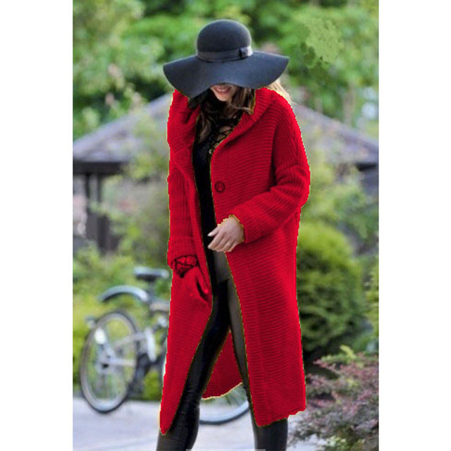 Cardigan Solid Long Hooded Jacket