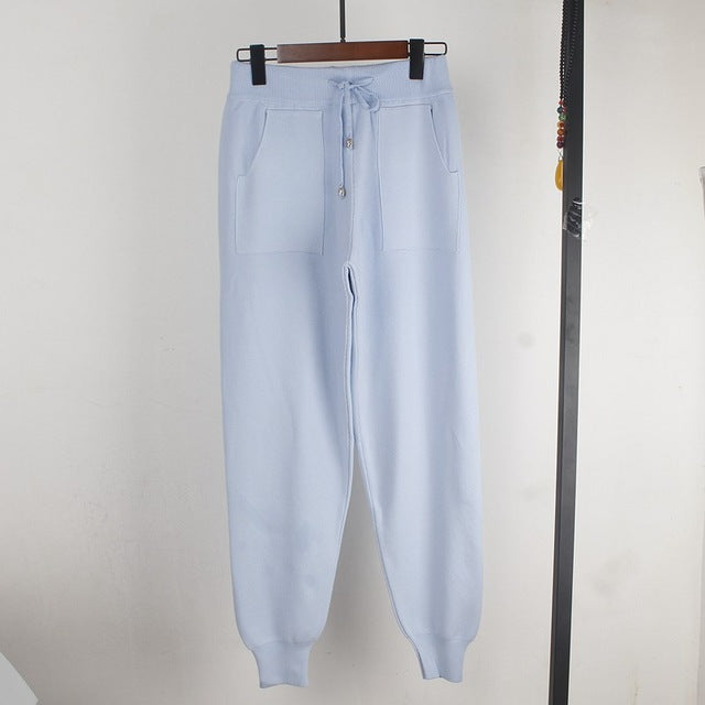 Women Elastic Waist Drawstring Trousers