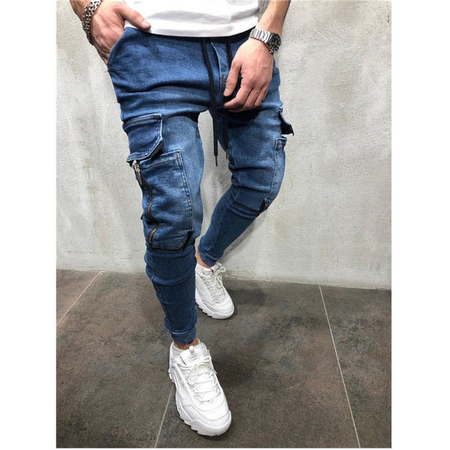 Men's Multi Pocket Skinny Jeans