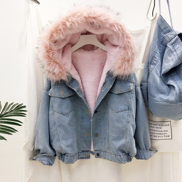 Velvet thick denim jacket