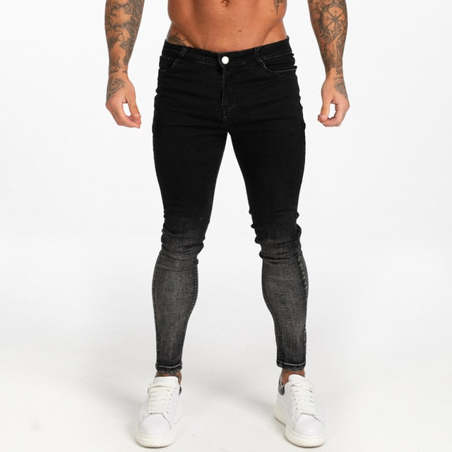 Mens Skinny Jeans 2019 Super Skinny Jeans Men Non Ripped Stretch Denim Pants Elastic Waist Big Size European W36 zm01