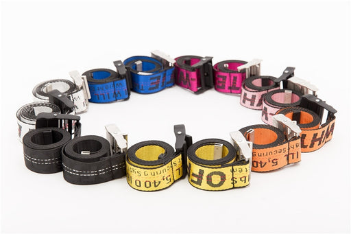 Off white ow17fw industrial ribbon metal silver head couple belt 1.3m 1.5m 2m belt for men and women