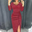 VIEUNSTA Sexy Off Shoulder Party Dress Women High Slit Peplum Bodycon Dress Autumn Three Quarter Sleeve Bright Silk Shiny Dress