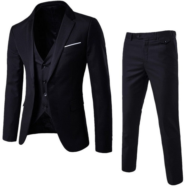 Casual Slim Fit Groomsmen Three-Piece Blazer Suit