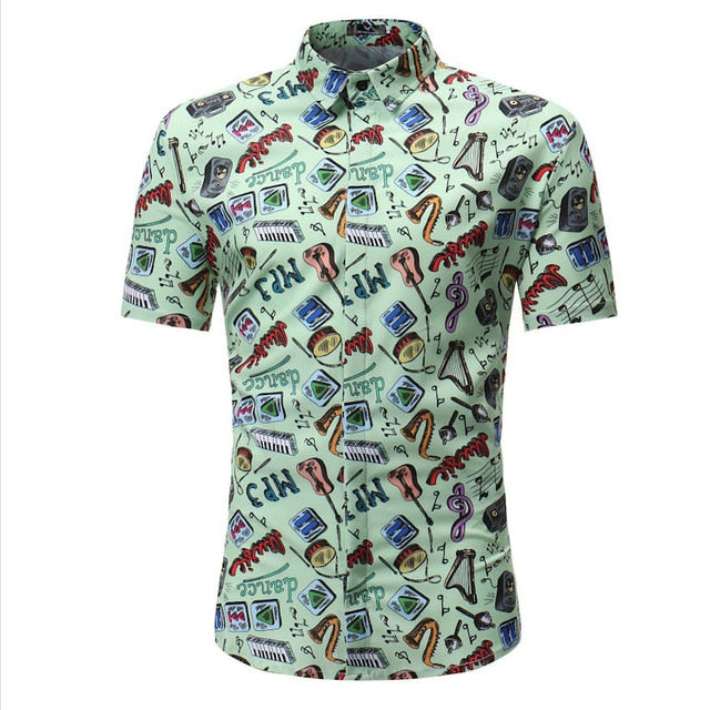 Men's Summer Palm Tree Print Beach Hawaiian Shirt