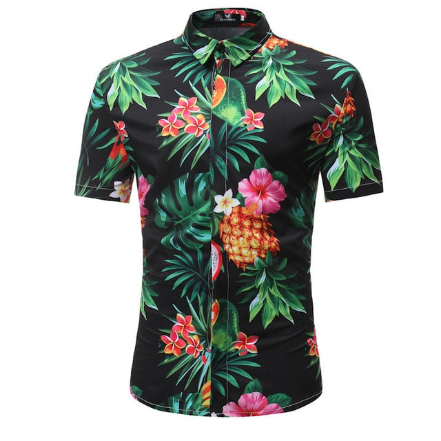 Men's Summer Palm Tree Print Beach Hawaiian Shirt
